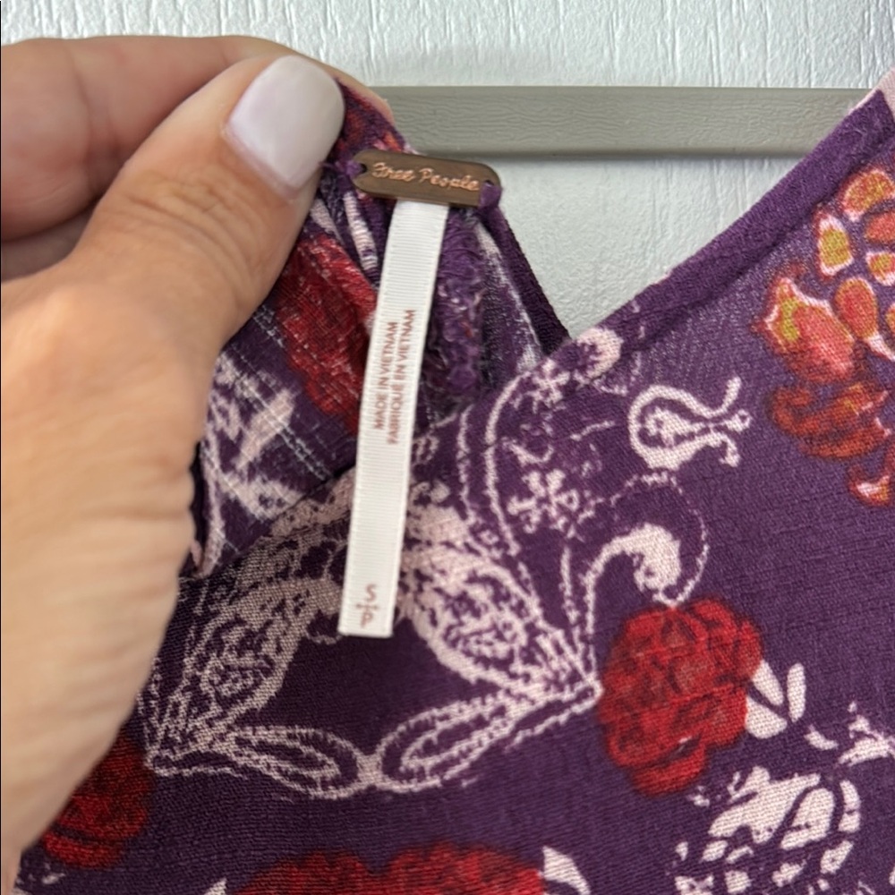 Free People Boho Open Back Purple Floral Dress - Picture 2 of 4